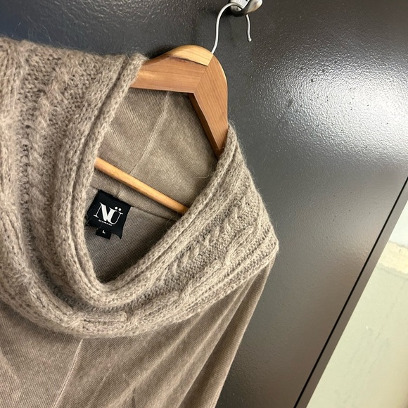 NU Denmark L Tan Cowl Neck Dress with Relaxed Fit- wool blend/collar angora/wool - Picture 3 of 13